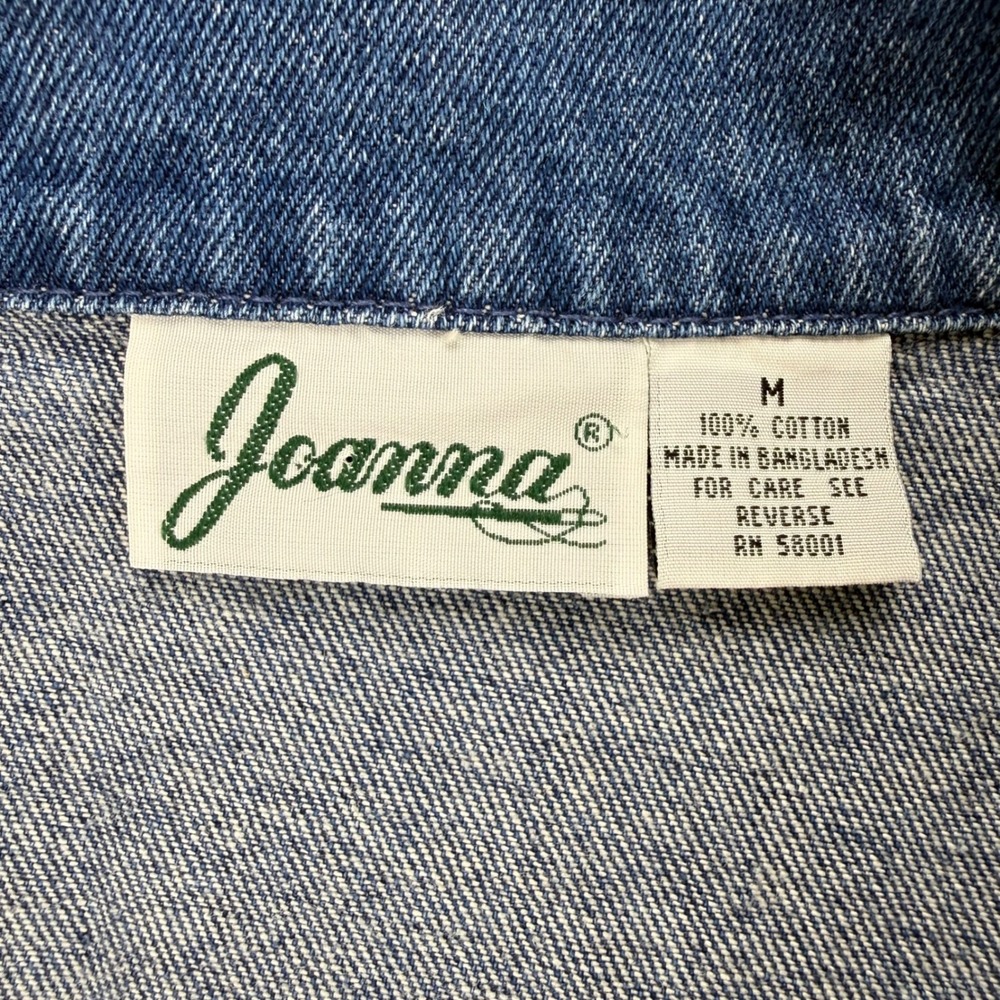 Vintage Joanna Denim Blazer Jacket Blue Cotton Single Button Shoulder Pads M - Picture 3 of 13